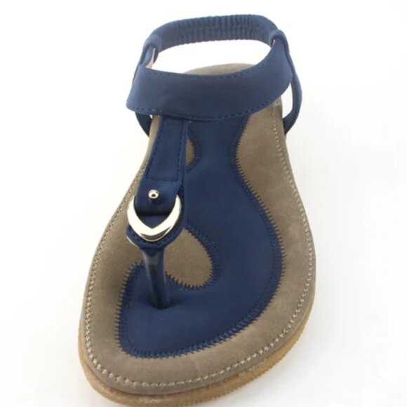 Women's Classic Bohemian Metal Buckle Thong Ankle Sandals Black Size 40 - Picture 2 of 10